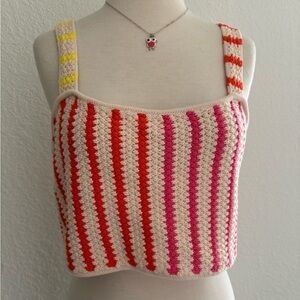 Future Collective Corecrop Crochet Striped Multicolored Tank Alani Noelle Size L